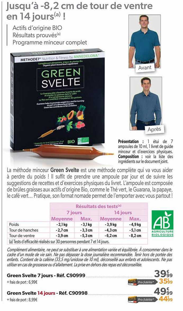 green svelte 7 jours, green svelte 14 jours