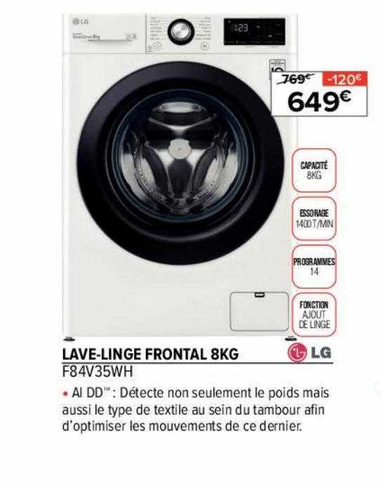 lave-linge frontal 8 kg lg