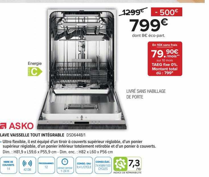 lave vaisselle tout intégrable asko