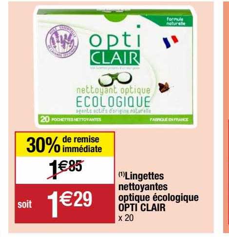 Lingettes Nettoyantes Optique écologique Opti Clair