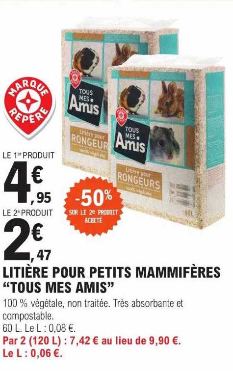 litière pour petits mammifères "tous mes amis"