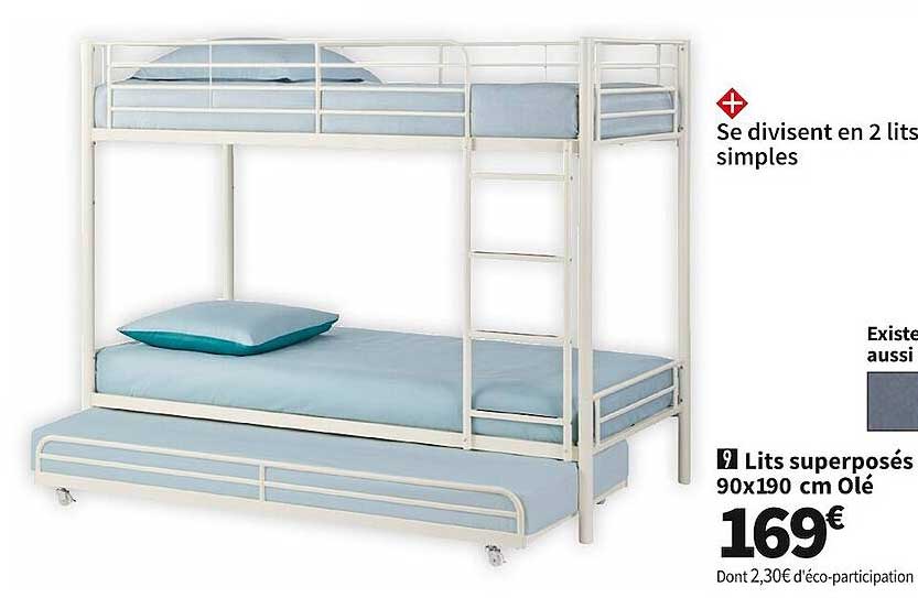 Lits Superposés 90 X 190 Cm Olé