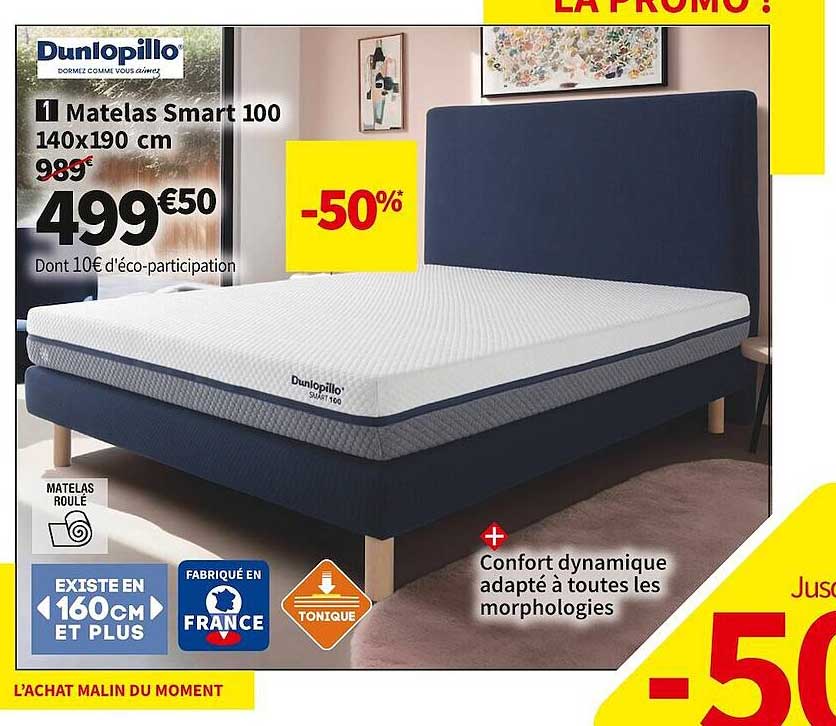 Matelas Smart 100 140 X 190 Cm Dunlopillo