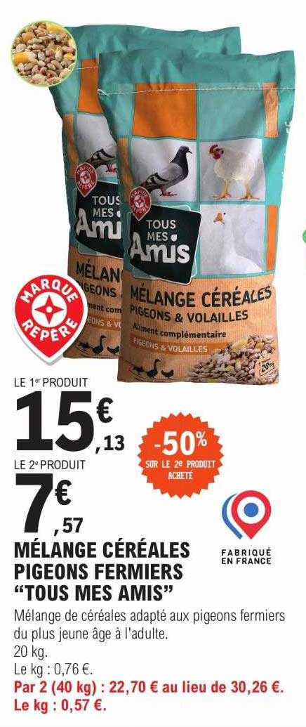 mélange céréales pigeons fermiers "tous mes amis"