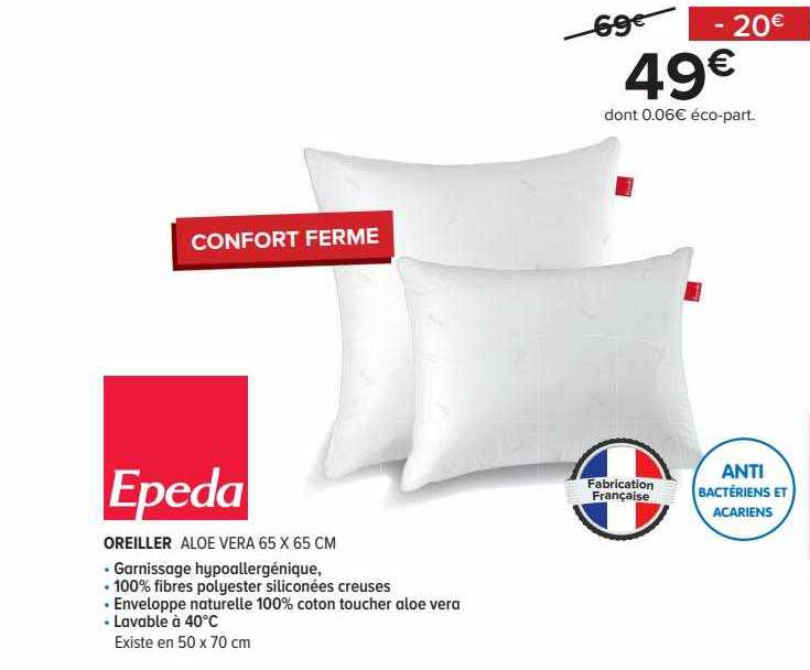 Oreiller Aloe Vera 65 X 65 Cm Epeda