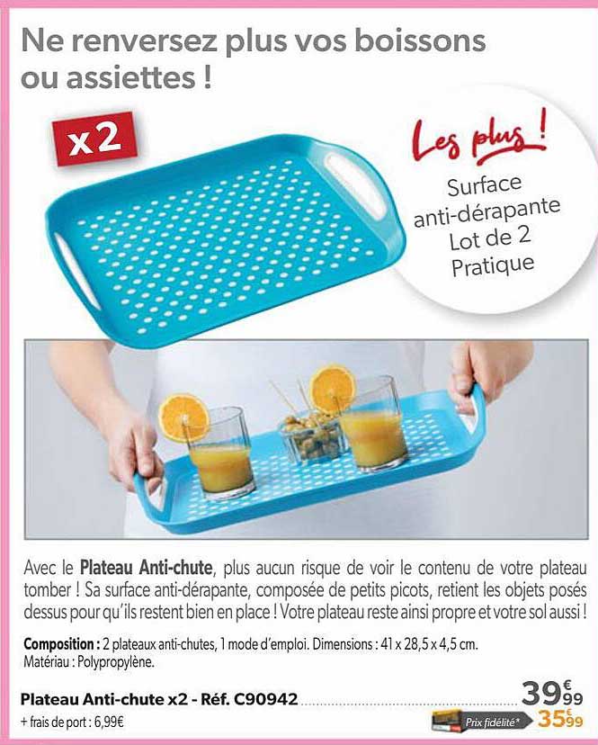 plateau anti-chute x 2