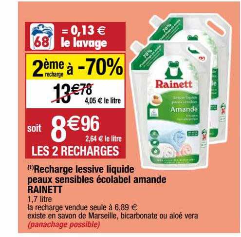 recharge lessive liquide peaux sensibles écolabel amande rainett