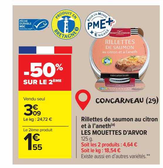 rillettes de saumon au citron et ç l'aneth les mouettes d'arvor