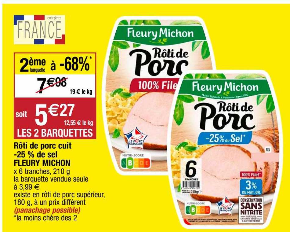 rôti de porc cuit -25% de sel fleury michon