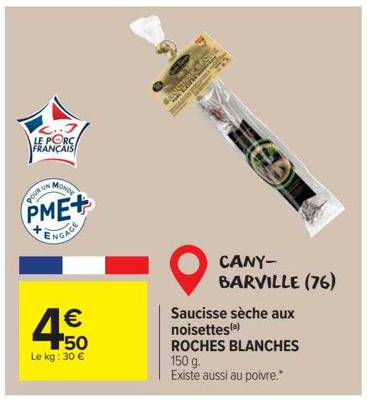 saucisse sèche aux noisettes roches blanches