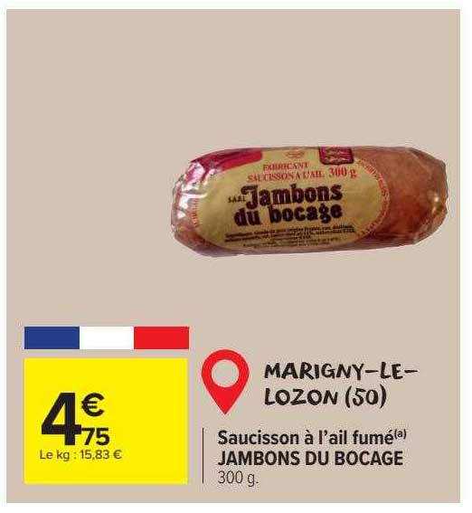 Saucisson à La L'ail Fumé Jambons Du Bocage
