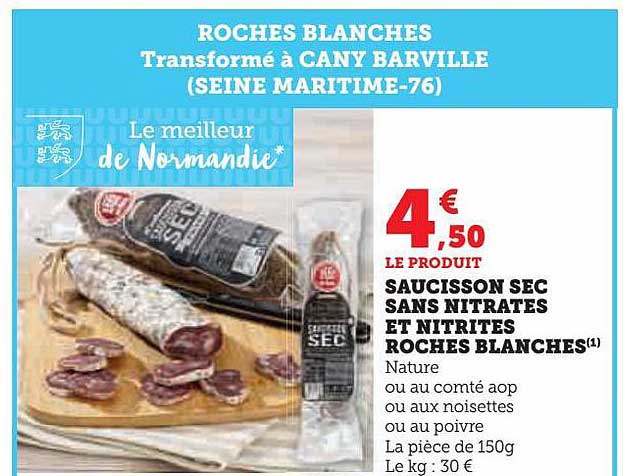 saucisson sec sans nitrates et nitrites roches blanches