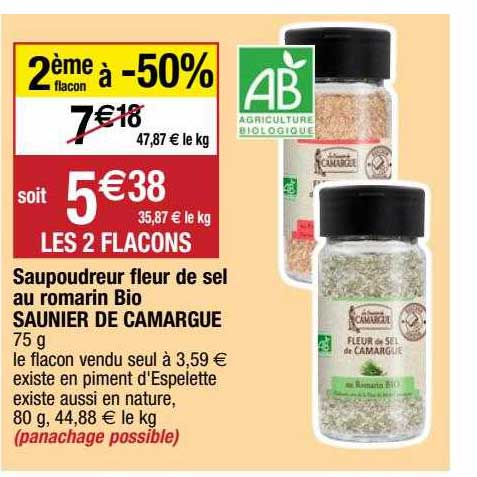 saupoudreur fleur de sel au romarin bio saunier de camargue