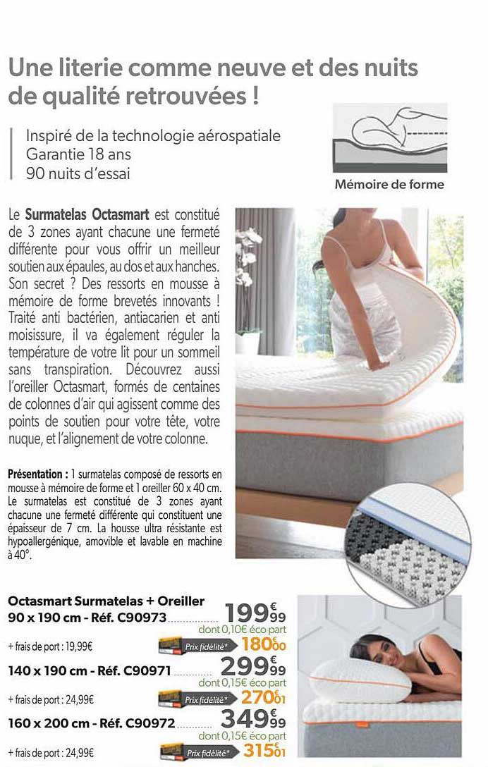 surmatelas octasmart + oreiller