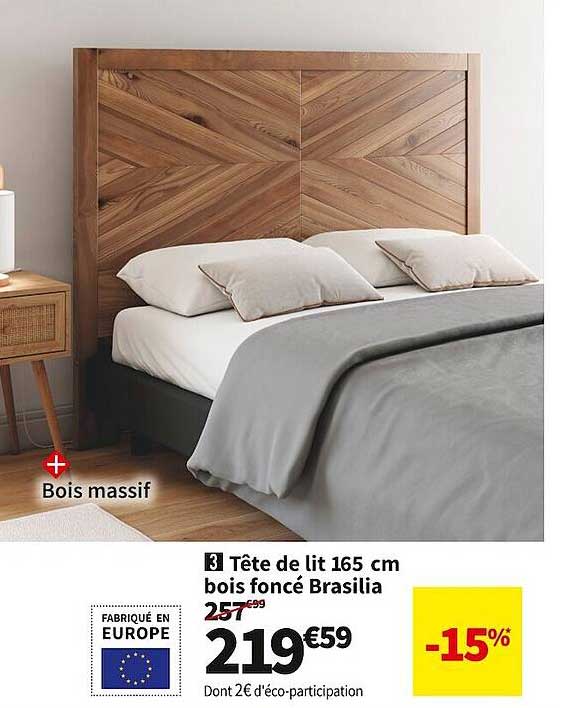 tête de lit 165 cm bois foncé brasilia