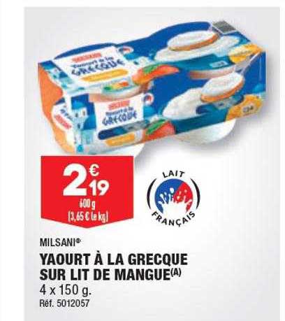 Yaourt à La Grecque Sur Lit De Mangue Milsani
