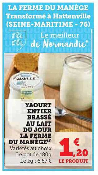 Yaourt Entier Brassé Au Lait Du Jour La Ferme Du Manège