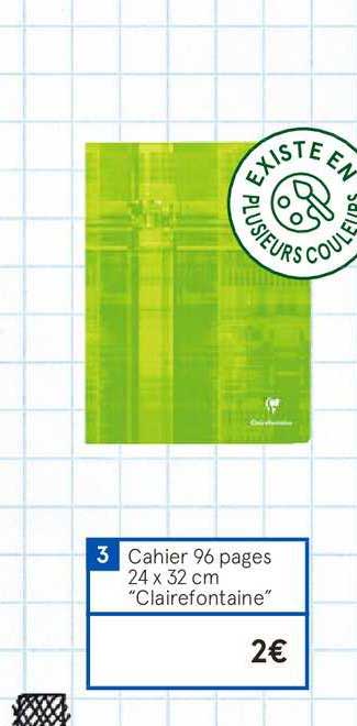 cahier 96 pages 24x32 cm clairefontaine