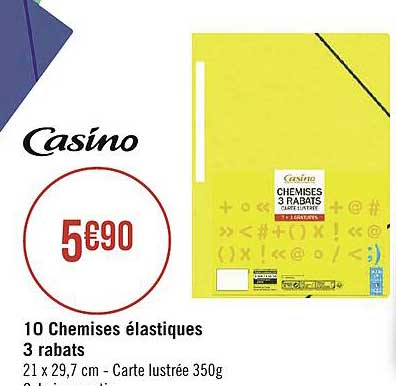 10 Chemises élastiques 3 Rabats