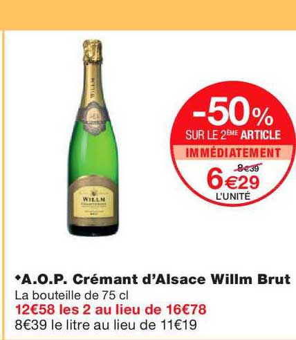 a.o.p. crémant d'alsace willm brut