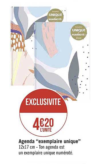 agenda exemplaire unique