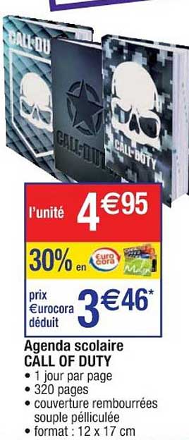 agenda souple call of duty