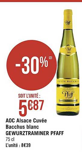 aoc alsace cuvée bacchus blanc pfaff gewurztraminer