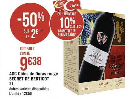 Aoc Côtes De Duras Rouge Secret De Breticot -50% Sur Le 2e