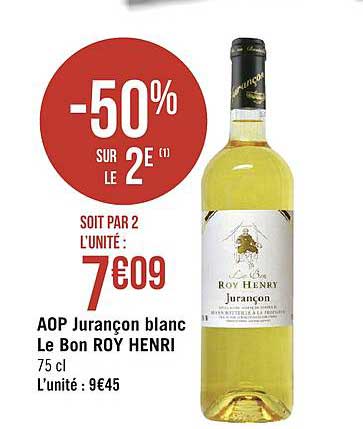 aop jurançon blanc le bon roy henri  -50% sur le 2e