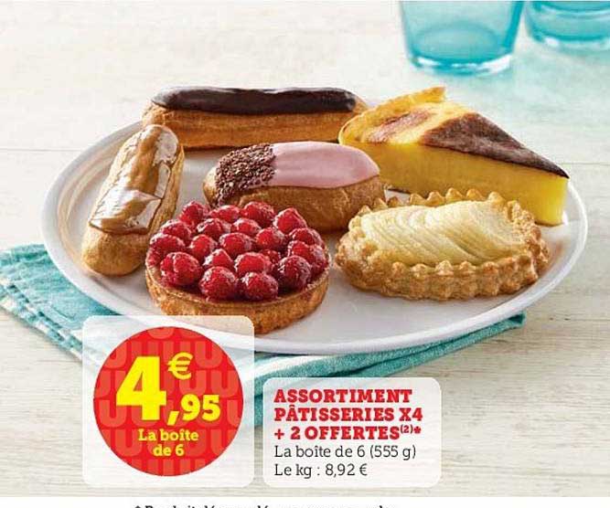 assortiment pâtisseries x4 +2 offertes