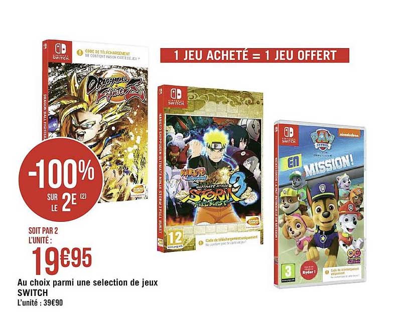 Au Choix Parmi Une Sélection De Jeux Switch -100% Sur Le 2e