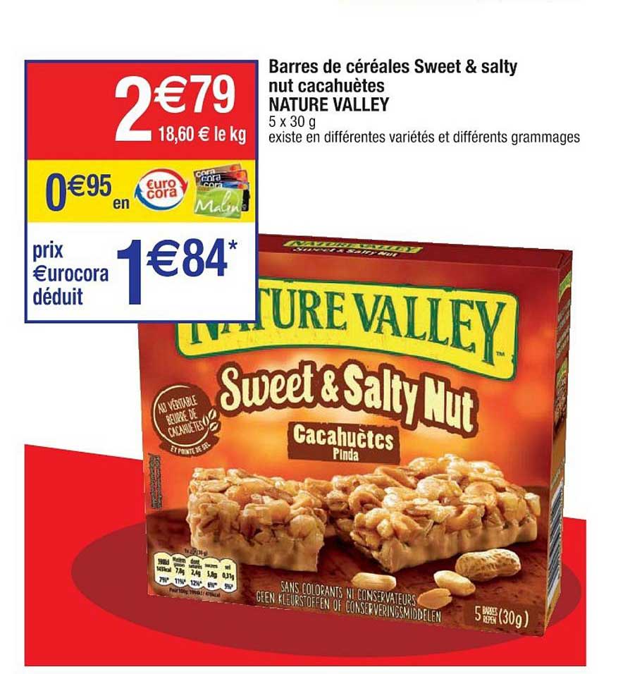 barres de céréales sweet & salty nut cachahuètes nature valley