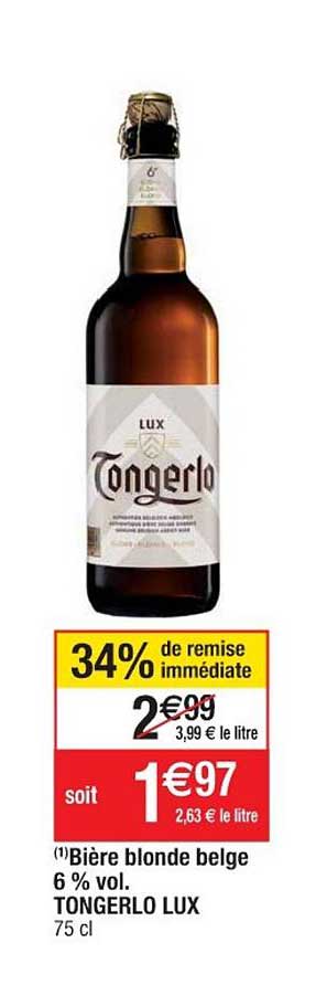 bière blonde belge 6% vol. tongerlo lux 34% de remise immédiate