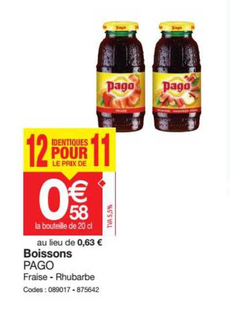 boissons pago 12 pour le prix de 11