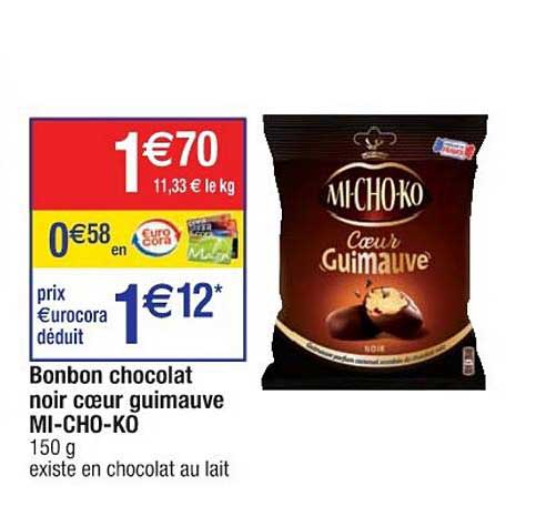bonbon chocolat noir mi cho ko coeur guimauve