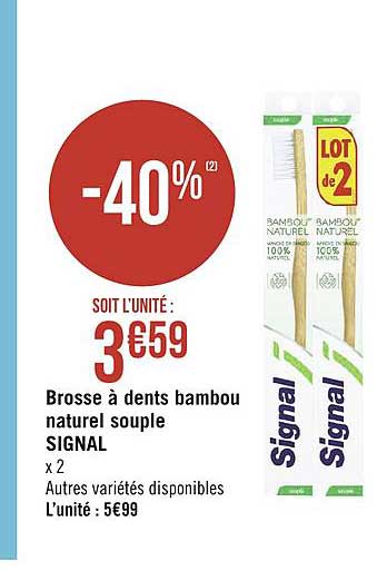 Brosse à Dents Bambou Naturel Souple Signal