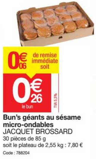 bun s géants au sésames micro ondables jacquet brossard