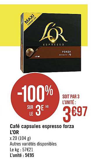 Café Capsules Espresso Forza L Or  -100% Sur Le 3e