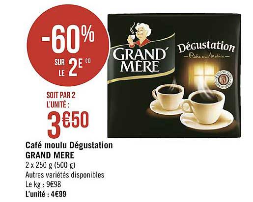 café moulu dégustation grand mère  -60% sur le 2ème