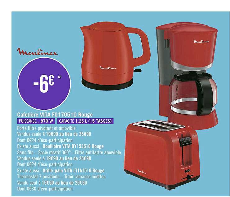 Cafétière Rouge Vita Fg170510 Moulinex