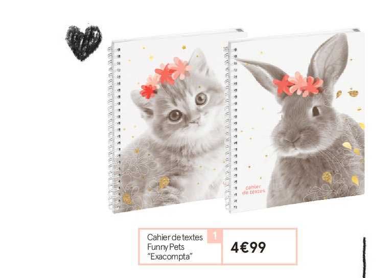 cahier de textes funny pets exacompta