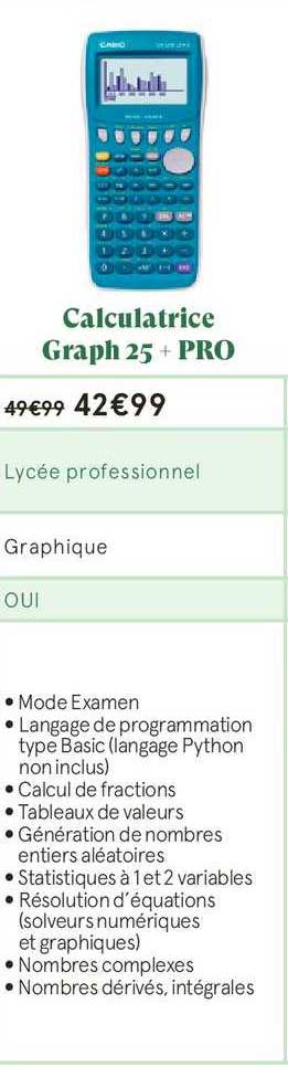calculatrice graph 25+ pro