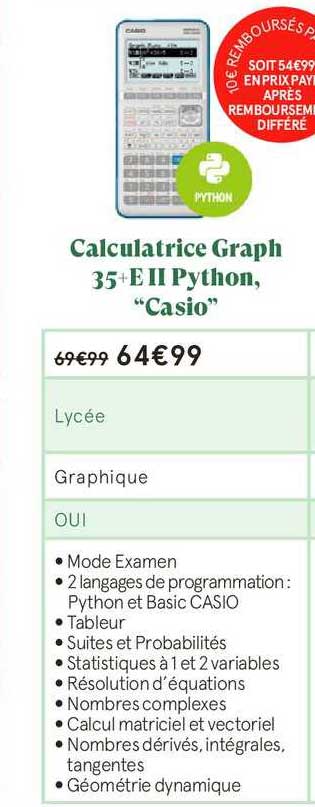 calculatrice graph 35+eii python casio