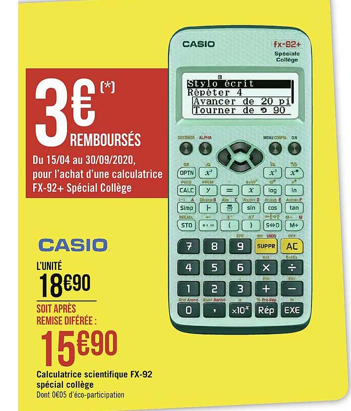 Calculatrice Scientifique Fx 92 Spécial Collège Casio