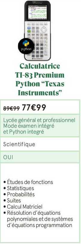 calculatrice ti83 premium python texas instruments
