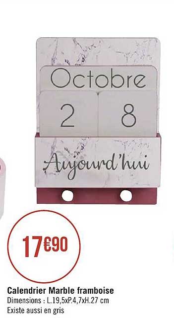 calendrier marble framboise