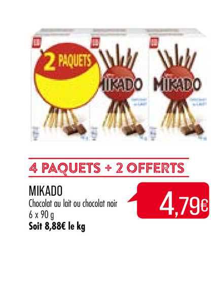 Chocolat Mikado 4 Paquets + 2 Offerts