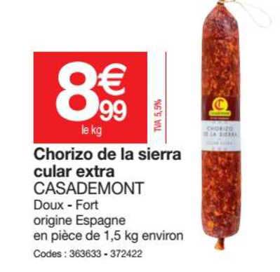 chorizo de la sierra cular extra casademont