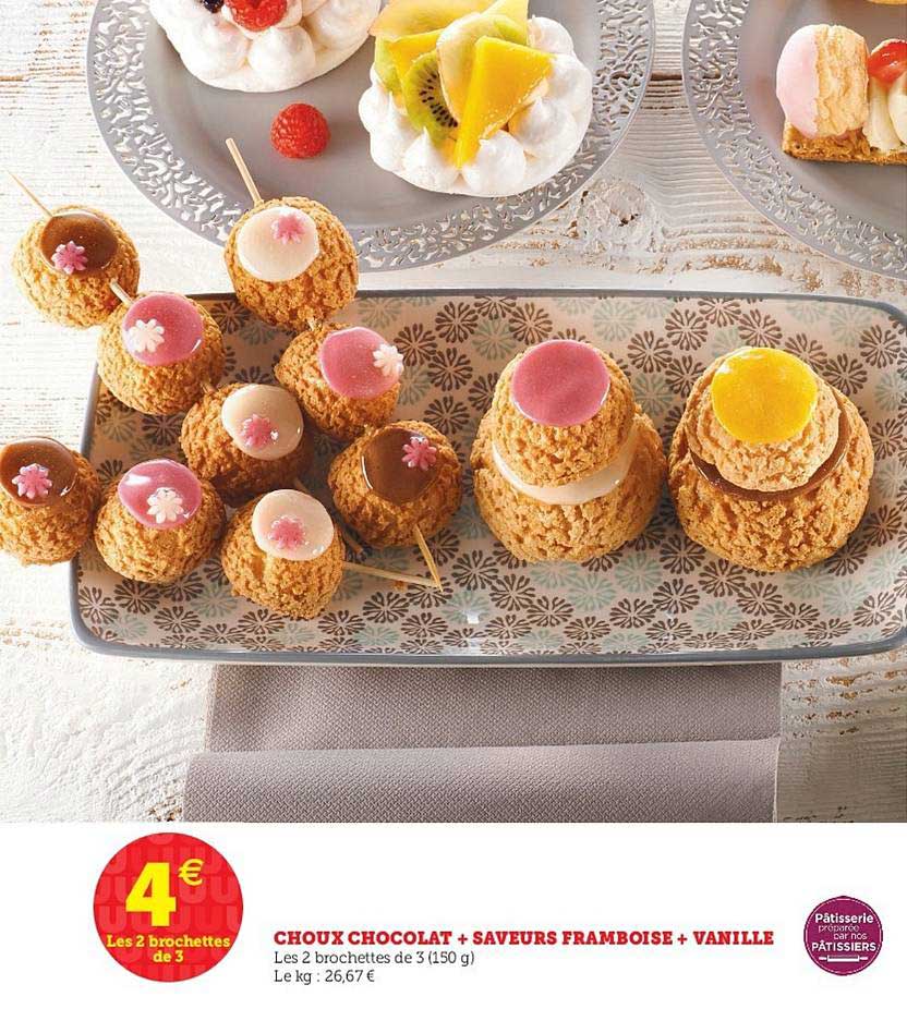 Choux Chocolat + Saveurs Framboise + Vanille