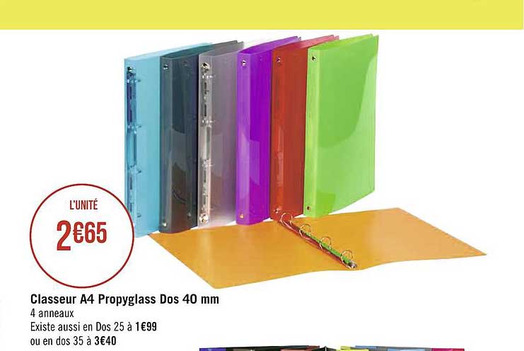 Classeur A4 Propyglass Dos 40 Mm
